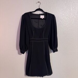 Cinq á Sept Topstitch Shelf Tie‎ Clarissa Dress in Black